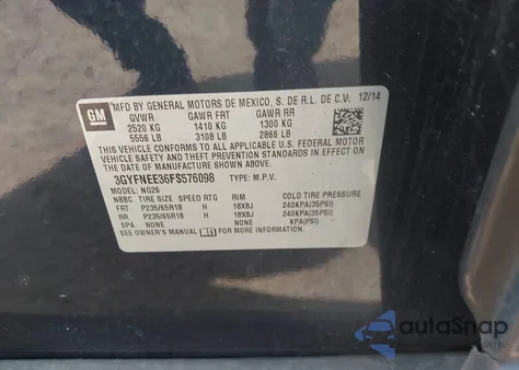 2015 Cadillac Srx Luxury Collection из США, поврежденный, VIN 3GYFNEE36FS576098